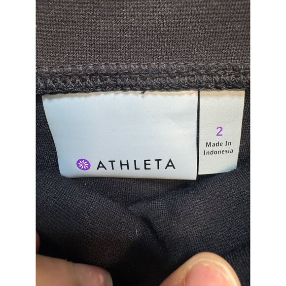 Athleta Moto Ponte Skirt Womens 2 Black Knit Mini A-Line Zipper Pockets Casual - Picture 2 of 9